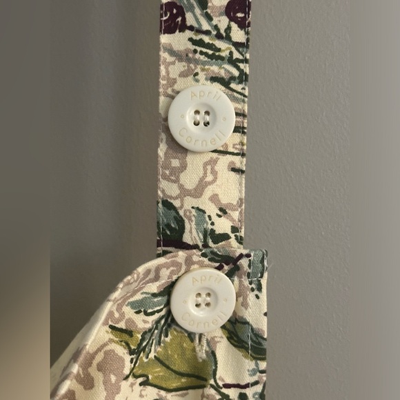 April Cornell Merry Antique Apron 100% Cotton Floral Pine Christmas Red, Cream - Picture 4 of 10